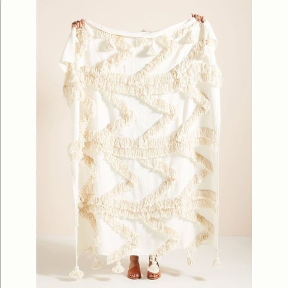 ANTHROPOLOGIE Fringe Bay Throw Blanket - Picture 1 of 8